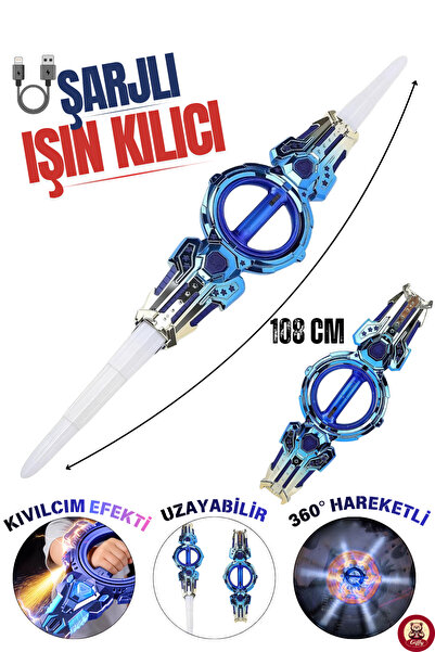 giffy Oyuncak +14 Yaş Kıvılcım Efektli 360° Derece Dönen RGB 108 CM Kılıç Şar...