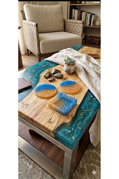 TREVO Epoxy Ashtray and 2-Cup Coaster Set