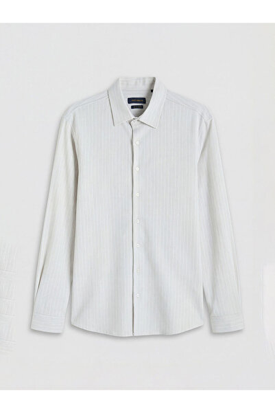 LC Waikiki Beige Slim Fit Striped Men's Shirt