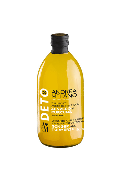 Andrea Milano DETO BIO Oțet de mere nefiltrat cu turmeric și ghimbir 500ml