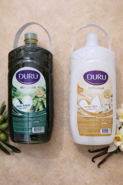 Duru سلسلة السعادة زيتون بارك 3 لتر + فانيليا 3 لتر. صابون سائل