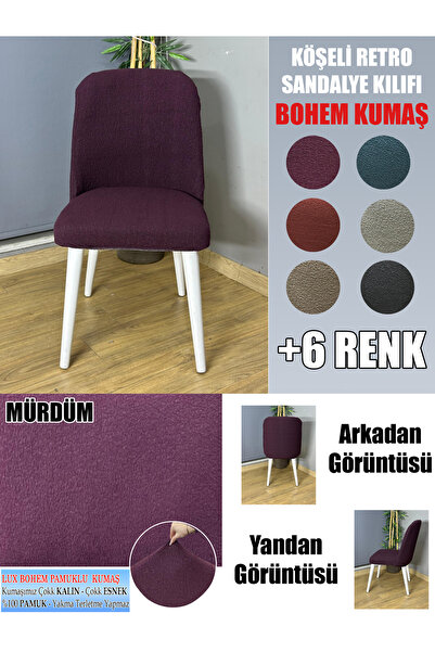 Home KÖŞELİ RETRO SANDALYE KILIFI 6 ADET LÜX BOHEM KUMAŞ ÇOK KALIN %100 PAMUK