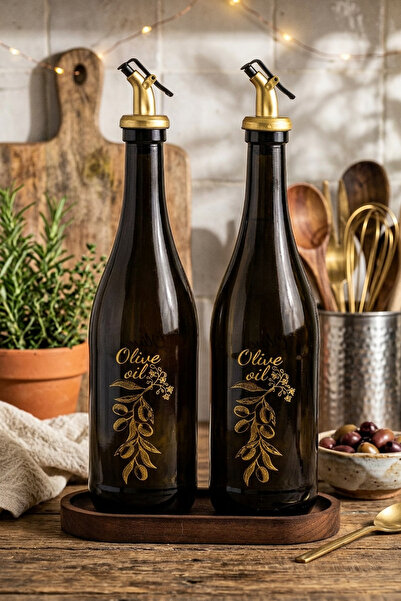 Snippy Poura - Set of 2 Oil Dispensers with Wooden Stands, Olive Oil, Liquid ...