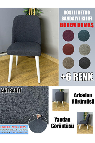 Home KÖŞELİ RETRO SANDALYE KILIFI 4 ADET LÜX BOHEM KUMAŞ ÇOK KALIN %100 PAMUK
