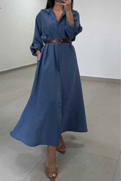 Suziş Belted Oversized Shirt Dress Standard Size 3270