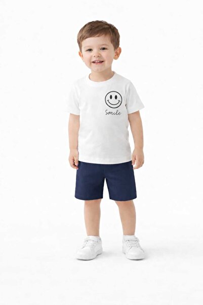 umudum bebis Smi̇le Boys' Crew Neck Summer Shorts Set