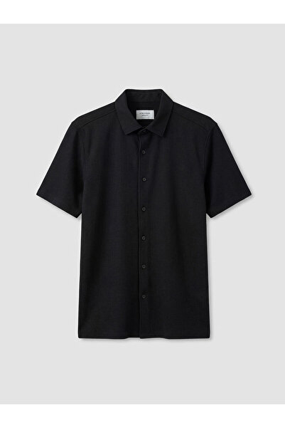 LC Waikiki Black Regular Fit Men's Textured Shirt