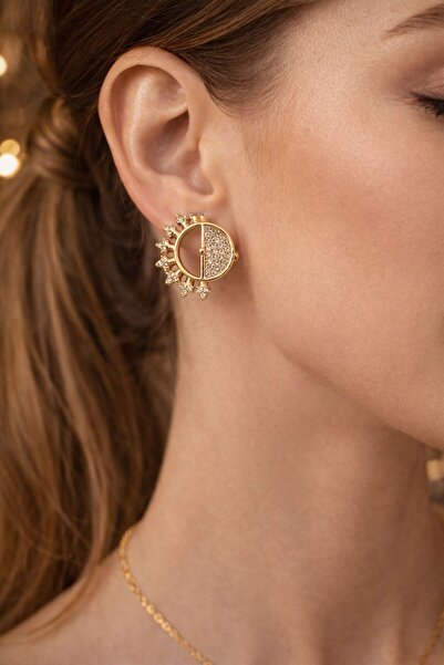 Accessories Hei Gold Sunburst Earrings – Luxury Women's Accessory with Zircon...