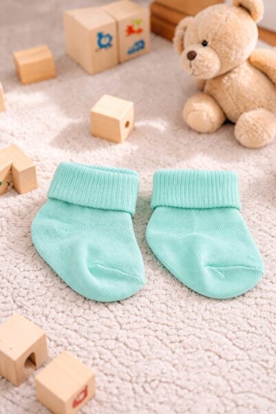 Amélio Kids Turquoise Organic Cotton Folded Unisex Newborn Socks
