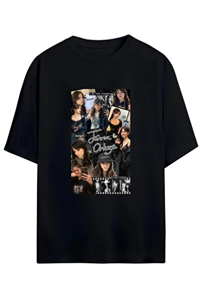 barsdepo Tricou negru oversize cu imprimeu Jenna Ortega, unisex, stil streetw...