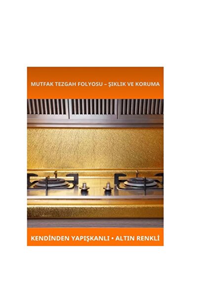 BMHOUSE Modern ve şık mutfaklar için Gold yapışkanlı tezgah ve çekmece içi kaplama folyosu kaplama çözümü