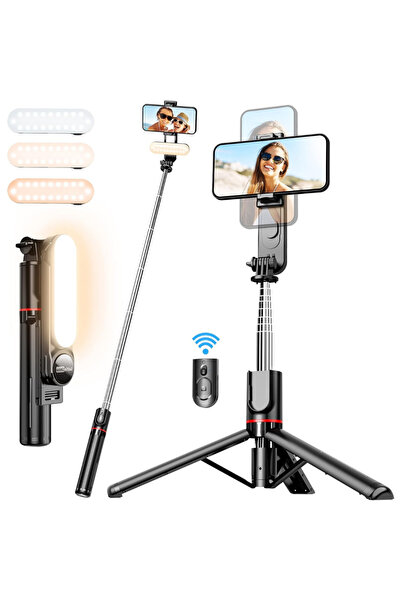 İnfomax Işıklı Selfie Çubuğu&Tripod 111cm Uzatılabilir,360° Döner Telefon Tut...