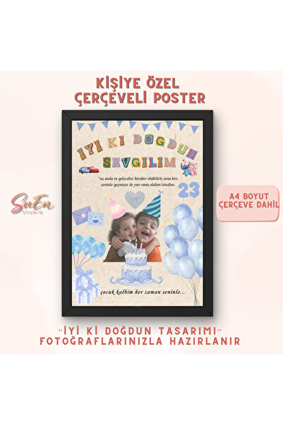 SuEn Studio Kişiye Özel Çerçeve Poster İyi Ki Doğdun Tasarımı