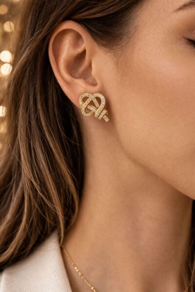 Accessories Hei Zircon Stone Knot Earrings – Modern & Elegant Design