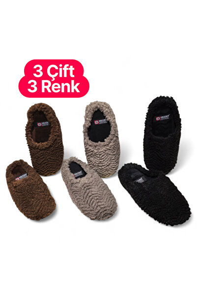 GEZER 3 пари, 3 кольори, плюшеві жіночі капці з вовняним візерунком