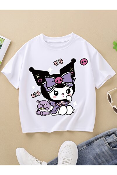 cc collection Kuromi Baskılı Kız Çocuk T-Shirt
