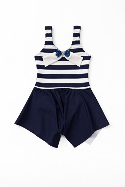 Beniizle Κοριτσίστικο μαγιό με σταυρωτή φούστα και λεπτομέρεια φιόγκου