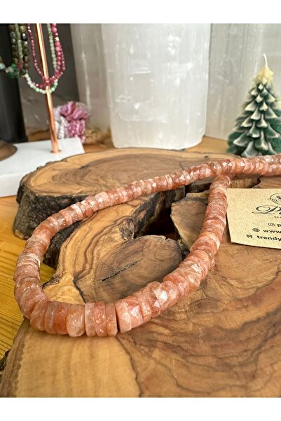 parze doğaltaş Sun Stone String Necklace