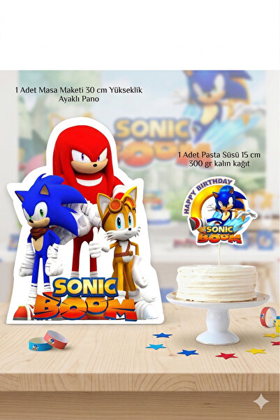 Genel Markalar Sonic Boom Doğum Günü Masa Maketi / Pasta Süsü