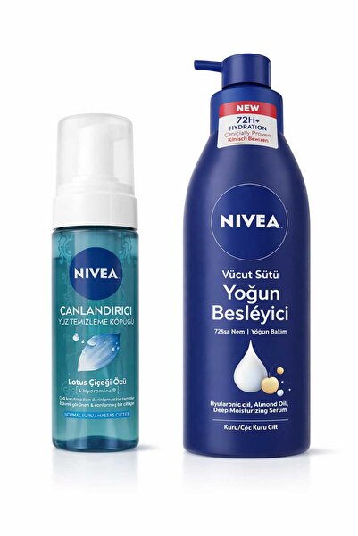 NIVEA مجموعة من قطعتين: رغوة تنظيف الوجه المنشطة 150 مل / حليب مرطب للجسم 250 مل