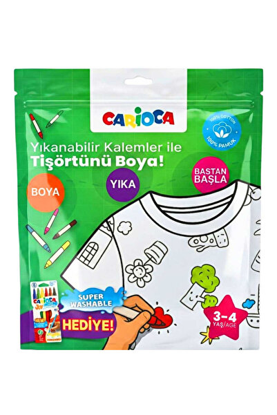 carioca Boyanabilir Tişört Yıkanabilir Kalem Hediyeli 3-4 Yaş
