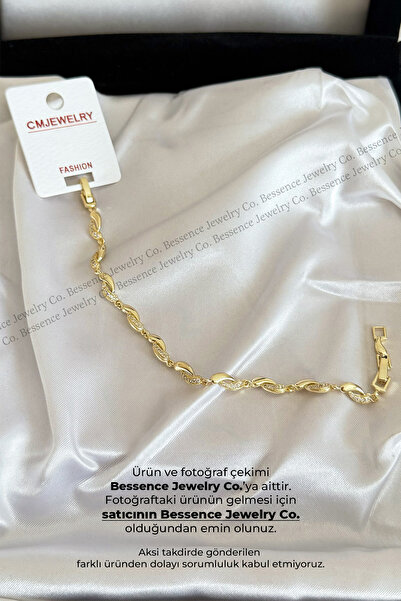 BESSENCE JEWELRY CO. CM Jew 14K Gold Zarif Damla Model Çelik Bileklik, 17CM+2...
