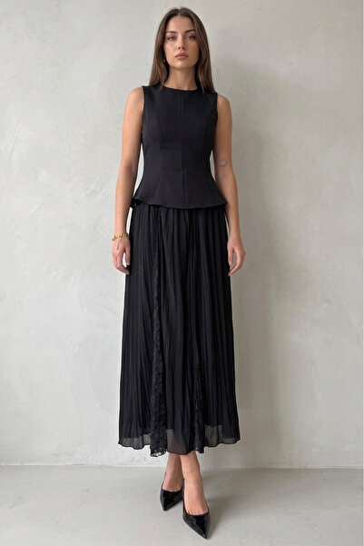 Suziş Gupture Detailed Crinkled Model Skirt 3371