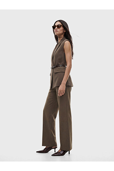 LC Waikiki Nevavm Standard Fit Women's Trousers with Belt at the Waist