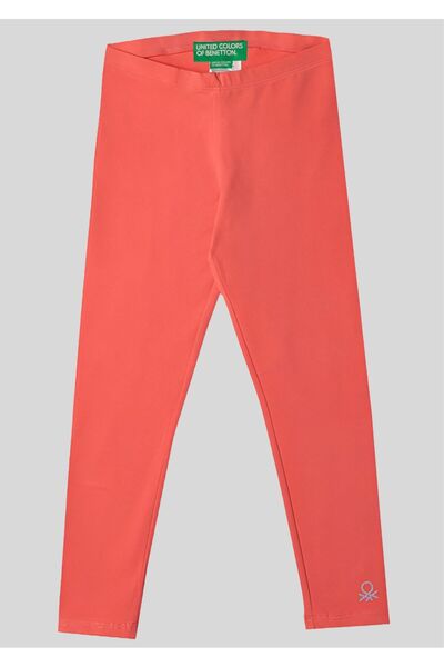 Benetton Colanți de bază United Colors of Girls, culoare coral