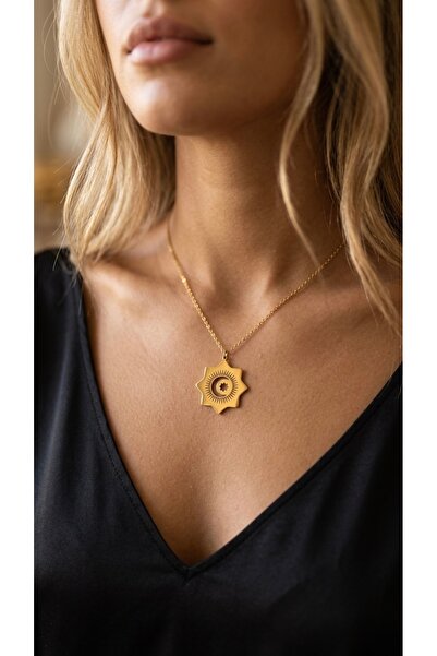 İNN JEWELLERY قلادة من الفولاذ 316L مقاومة للصدأ مع شكل مضاد للحساسية قمر ونج...