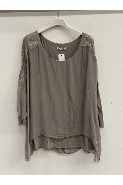 della moor Bluză din mătase, căptușită, cu mâneci lungi, pliabilă, cu paiete,...