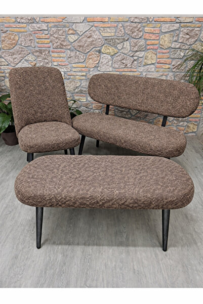 kılıfteks Yeni Model Bench ve Puf Takımı Kılıf Seti - 2 Sandalye, 1 Bench, 1 ...