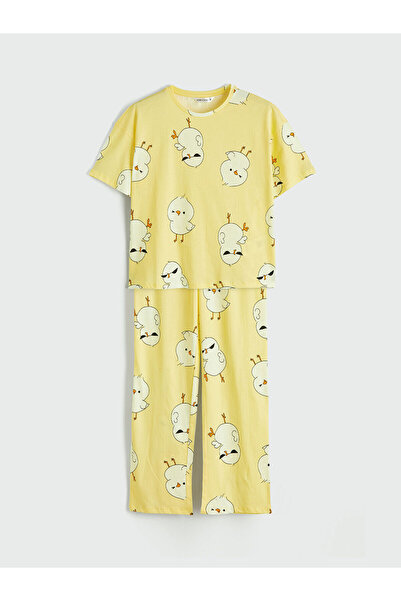 LC Waikiki Peak New Season Crew Neck Patterned Women's Pajama Set