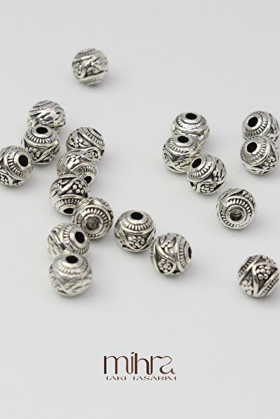 Mihra Takı Tasarım Metal Beads – Silver Colored - 20 Pieces |   Compatible fo...