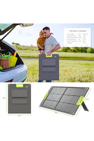 Cepini SP-100 Katlanabilir Güneş Paneli 100W Monokristal, %23 Verimli, MC4 Çı...