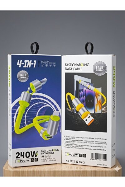 ENNOVA 240W 4-in-1 Fast Charging & Data Cable – USB-C/USB-A to USB-C/Lightnin...