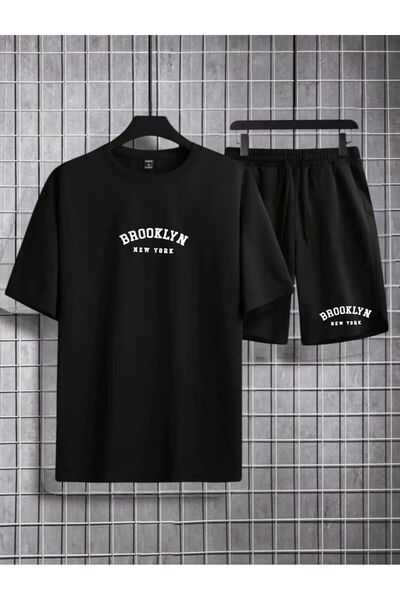 Eşofmancım Men's and Women's Summer Printed Top and Shorts Set