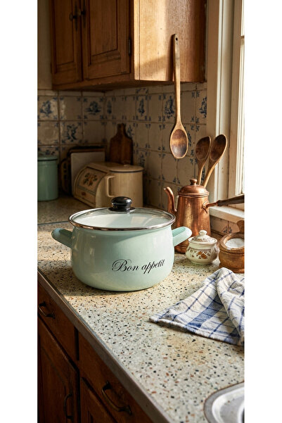 Avşar Emaye Evi̇m 20 cm 2750 ml Bon Apatite Turquoise Enamel Pot