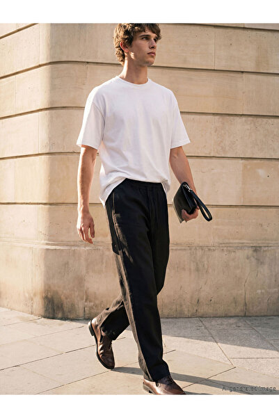 LC Waikiki Black Loose Fit Textured Men's Trousers