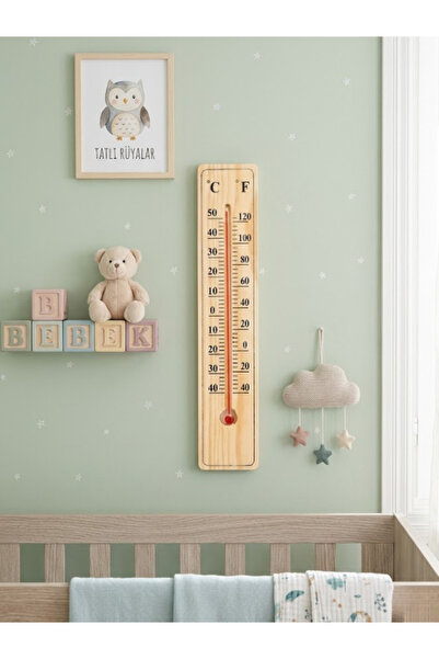 mucit home Ahşap Bebek Odası Termometre Duvar Tipi