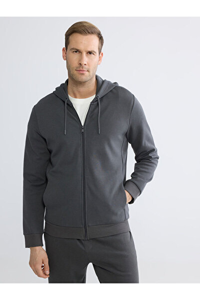 LC Waikiki Nevavm Men's Hooded Zipper Sweatshirt with Difference in Color