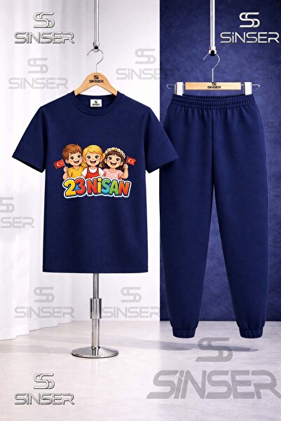 SS SİNSER Παιδικό Σετ Φόρμας με Τυπωμένο Μπλουζάκι 23 ΑΠΡΙΛΙΟΥ 3LU COCUK