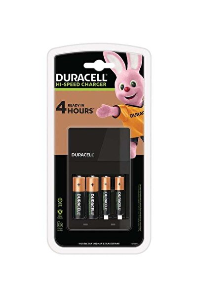 Duracell شاحن بطارية يعمل لمدة 4 ساعات، قطعة واحدة باللون الأسود/الذهبي