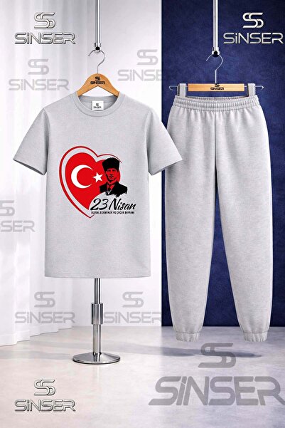 SS SİNSER Παιδικό Σετ Φόρμας με Μπλουζάκι με Στάμπα ATA HEART 23 ΑΠΡΙΛΙΟΥ