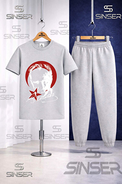 SS SİNSER Παιδικό Σετ Φόρμας με Μπλουζάκι με Στάμπα ATATURK RED MOON STAR WHITE