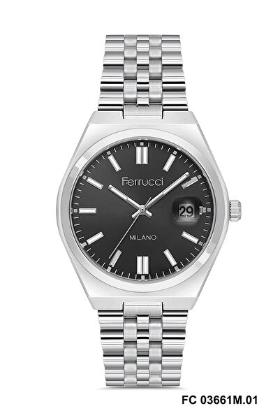 Ferrucci Black Dial Silver Color Strap 40 mm Men's Wristwatch