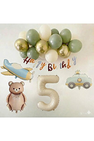 ÇITIPITISTORE Retro 1St Birthday Set; Airplane, Car, Teddy Bear and 20 Latex ...
