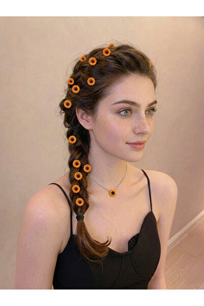 REBORN DESIGN Sunflower Model Orange Color 10-Piece Charm Hair Earrings