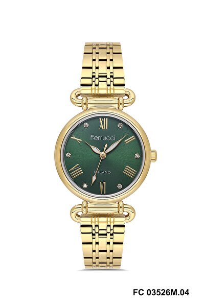 Ferrucci Dial Green Cord Gold Color 30 mm Women Wrist Watch and Bracelet
