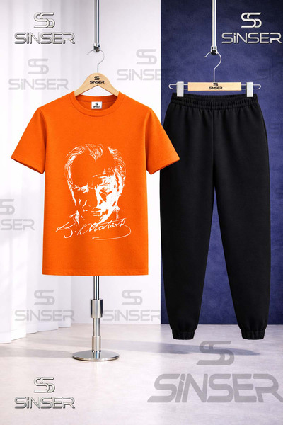 SS SİNSER Παιδικό σετ φόρμας με μπλουζάκι με στάμπα ATATURK SIGNATURE ΛΕΥΚΟ